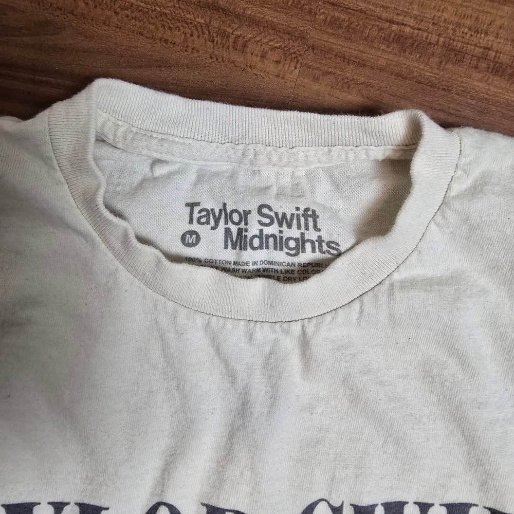 Taylor Swift Midnights Era Tour Crop Top T-Shirt White Medium Chopped Raw Hem - Picture 2 of 4